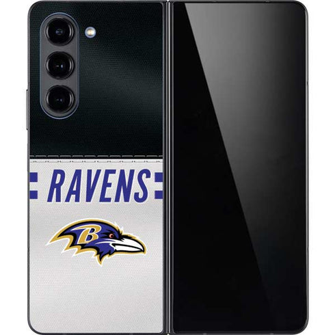 NFL Baltimore Ravens White Striped Galaxy Z Fold5 5G Skin